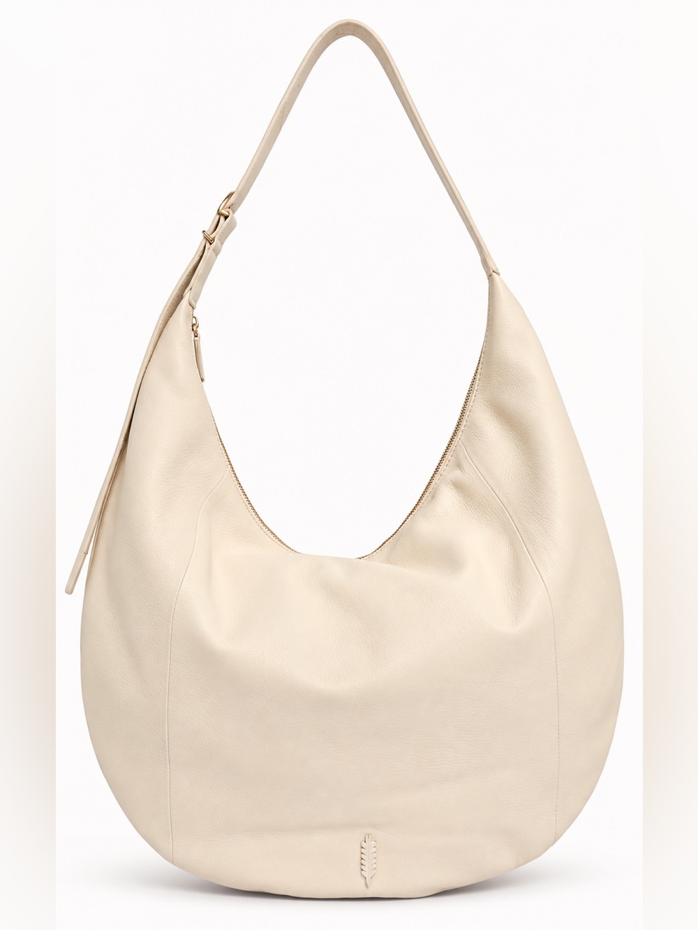 Thacker Oversized Leather Hobo Shoulder Bag in Cream NWT